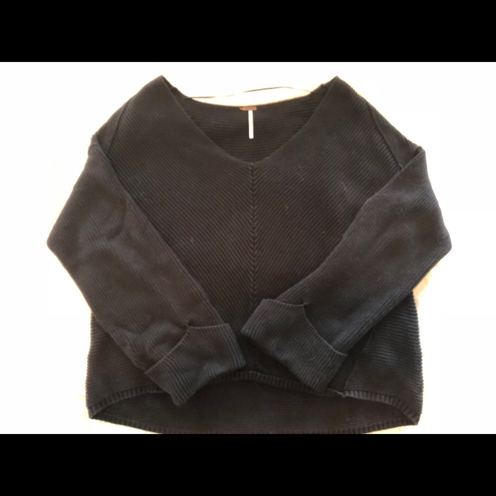 Free People La Brea V-Neck Sweater Black (S)
